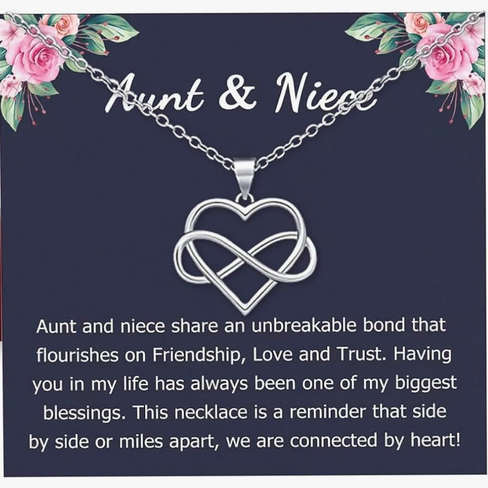 🩷 🆕 NEW IN BOX Aunt and Niece Infinity Heart Necklace 🩷